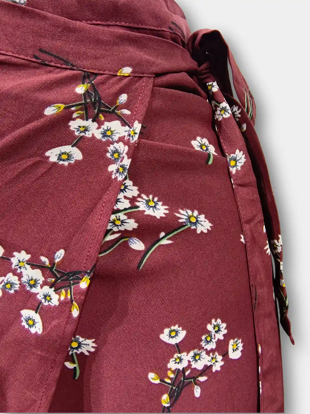 Bordeaux Floral Wrap Skirt - Cotton bottoms available at theGirlyZone Kampala